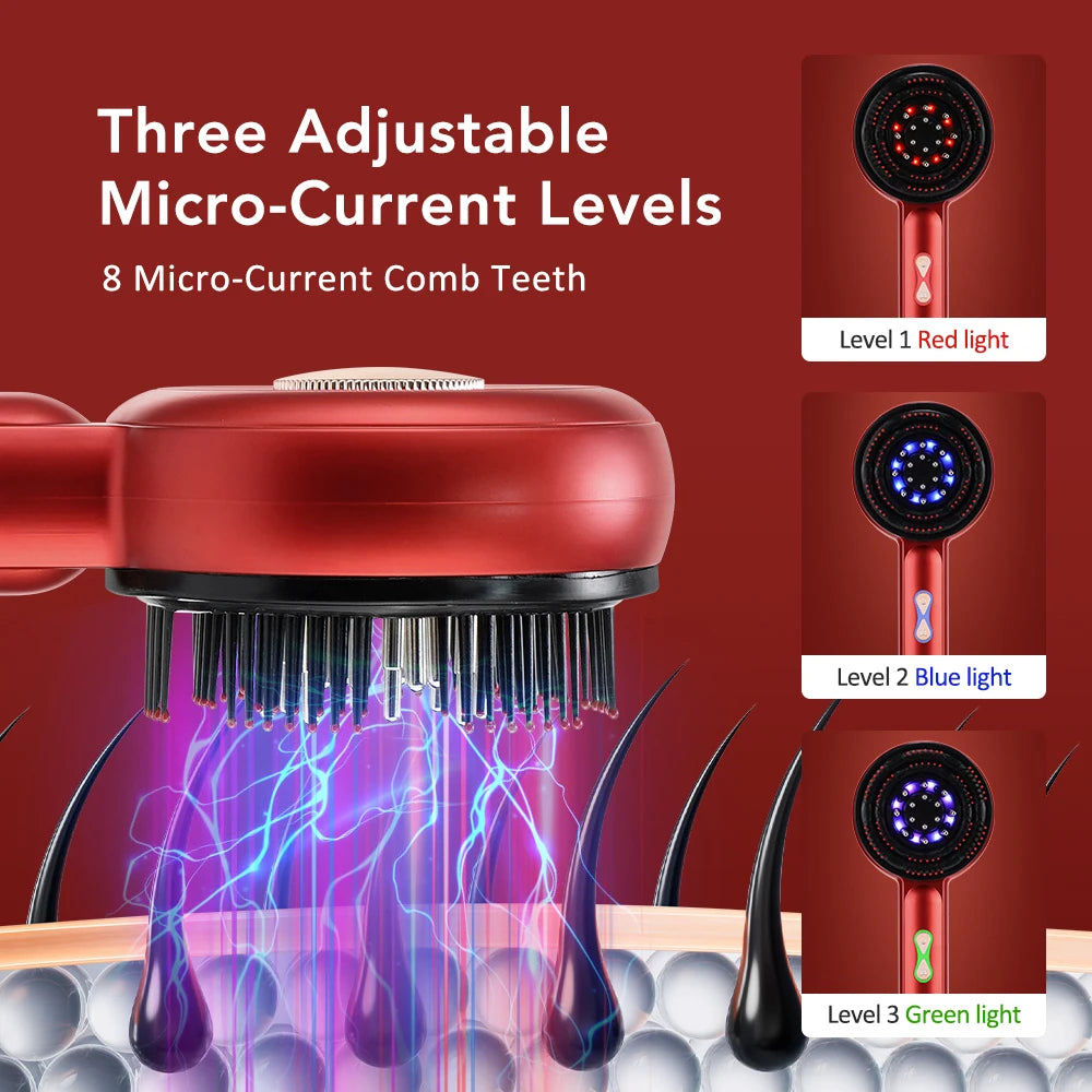 Peine Masajeador Eléctrico con Terapia de Luz Roja - Estimula el Crecimiento Capilar