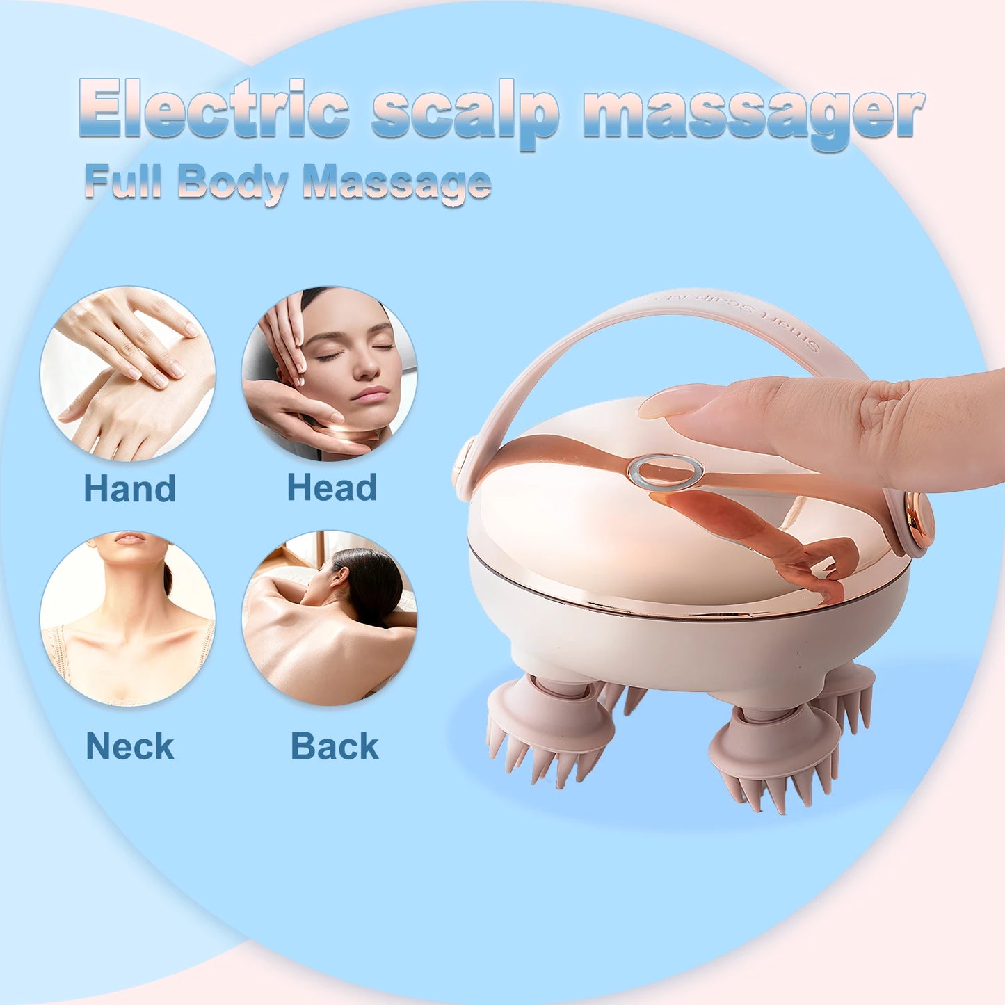 Masajeador Eléctrico de Cabeza 8 Cabezales